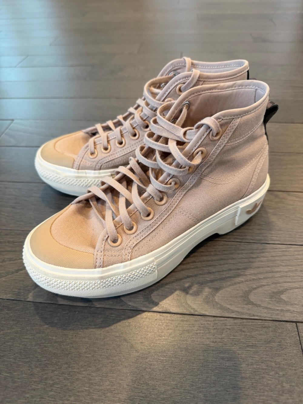 adidas High-Top Canvas Sneakers in Blush